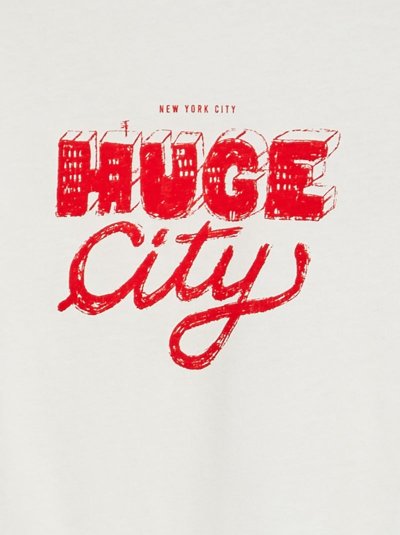 T-shirt de manga curta com estampado BRANCO - Kiabi