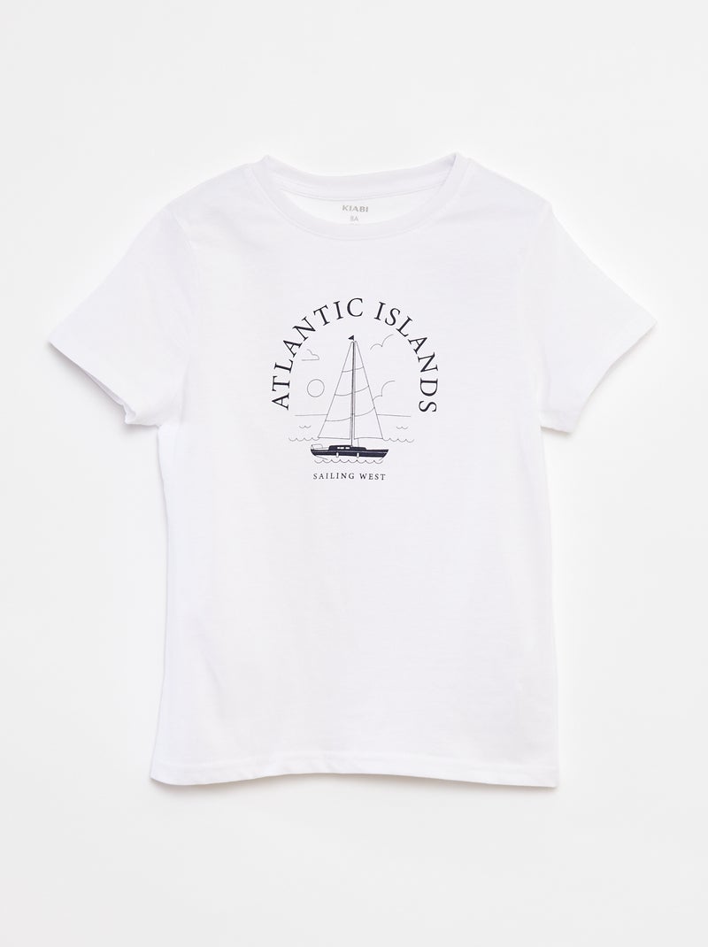T-shirt de manga curta com estampado Branco - Kiabi