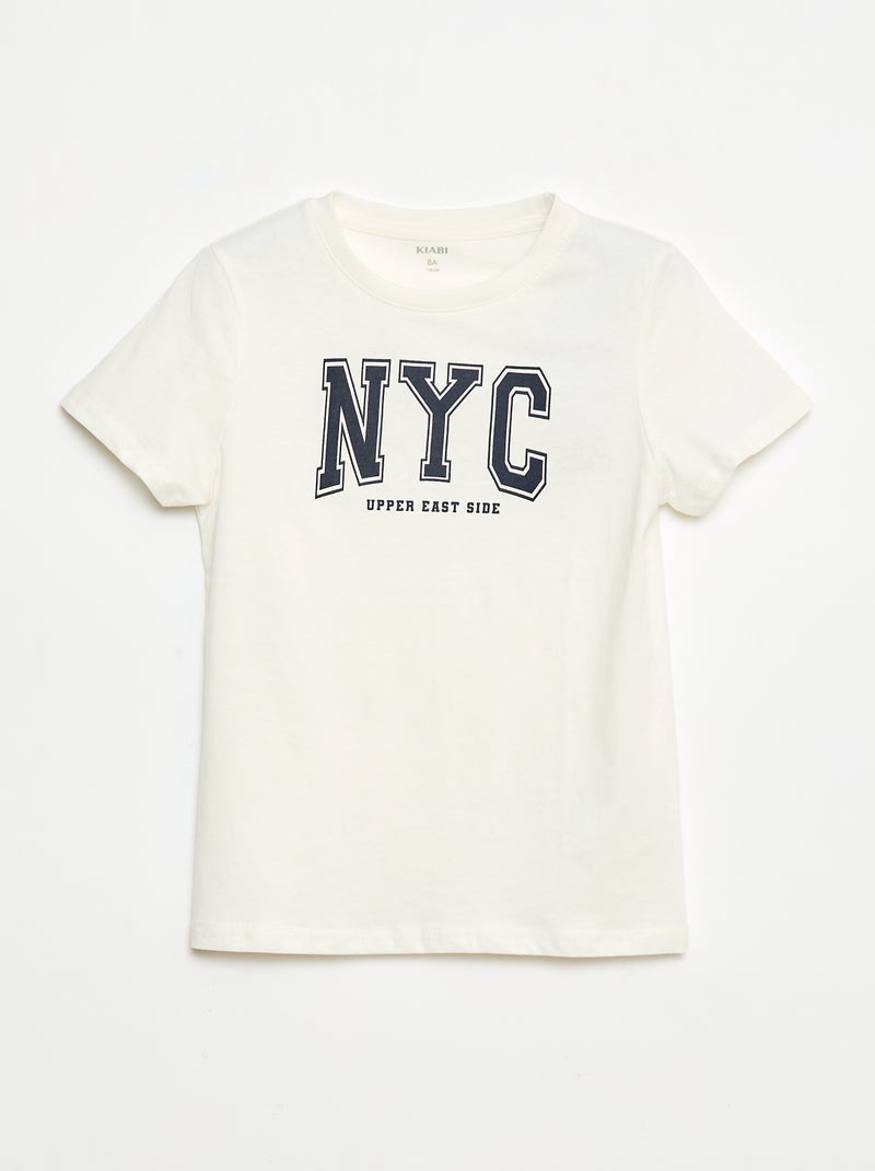 T-shirt de manga curta com estampado Branco - Kiabi