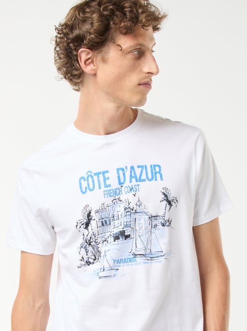 T-shirt de manga curta com estampado - Kiabi