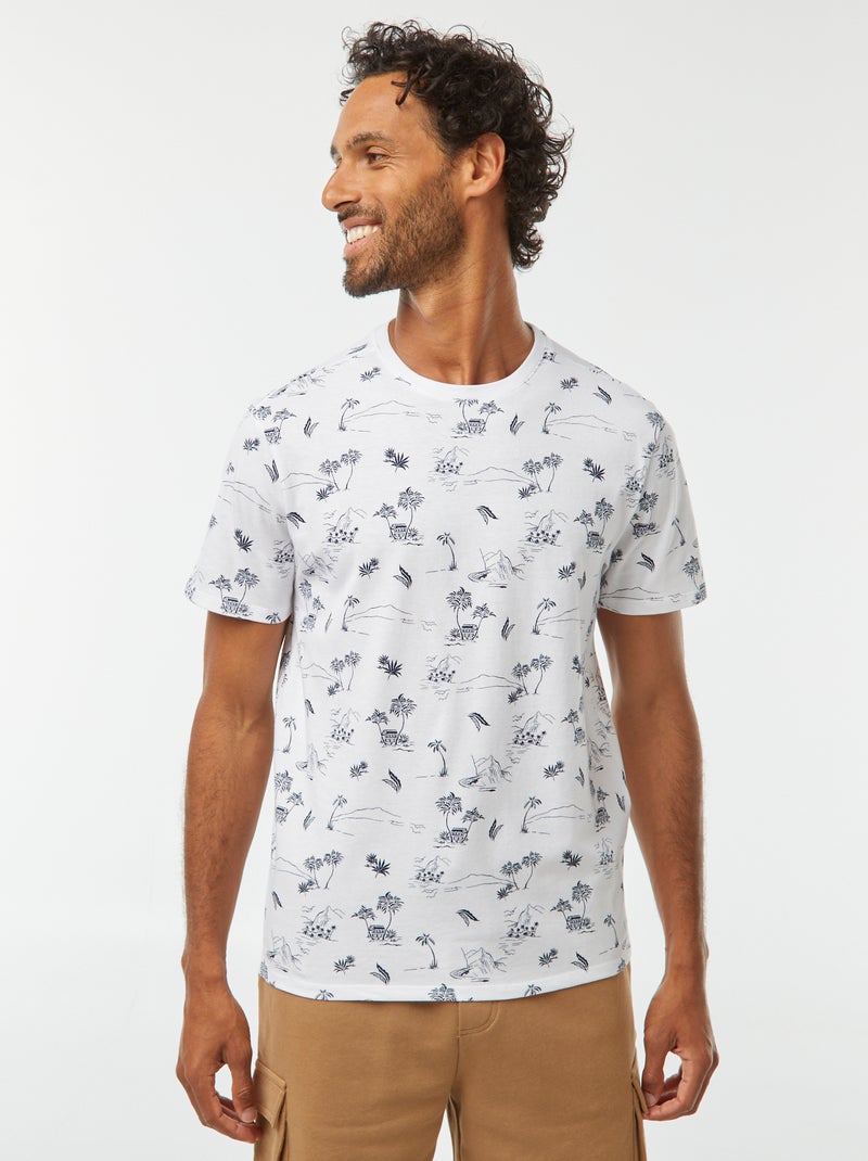 T-shirt de manga curta com estampado Branco - Kiabi