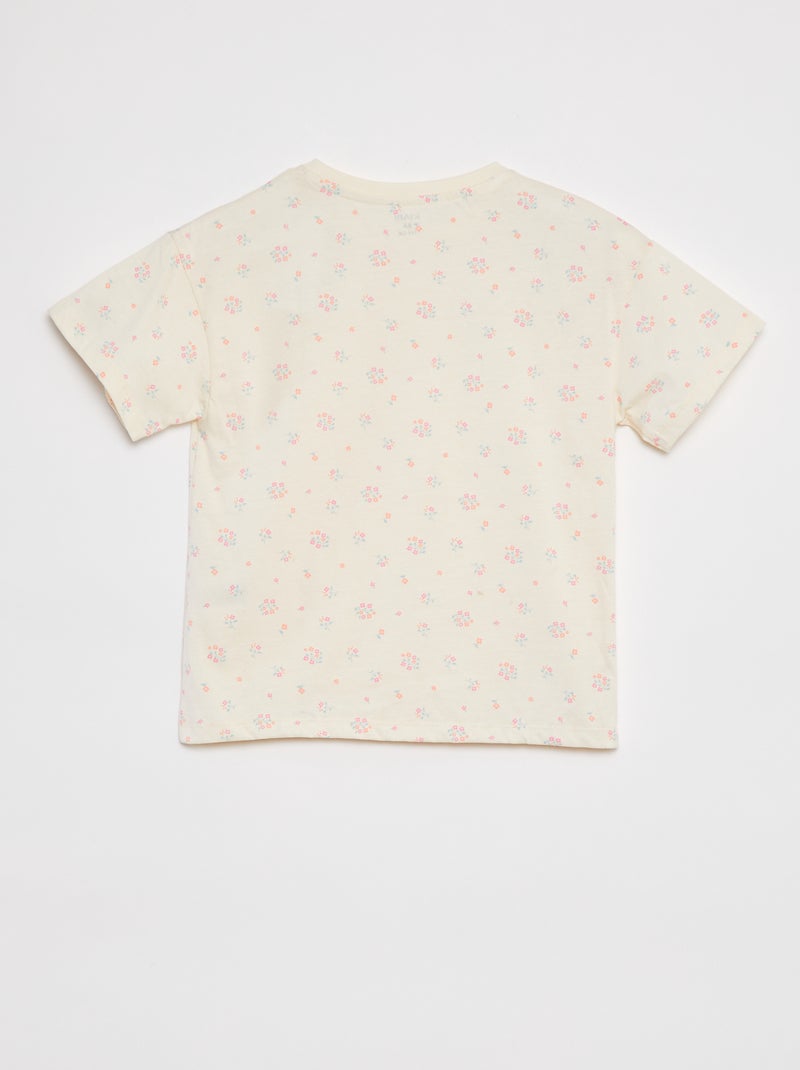 T-shirt de manga curta com estampado BRANCO - Kiabi