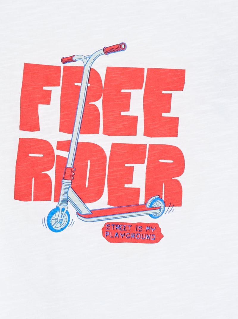 T-shirt de manga curta com estampado BRANCO - Kiabi