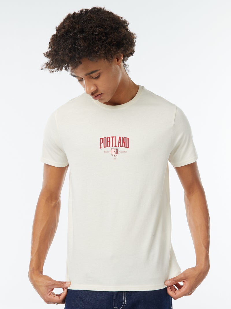 T-shirt de manga curta com estampado Branco - Kiabi
