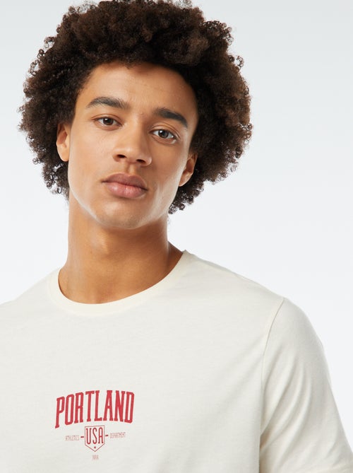 T-shirt de manga curta com estampado - Kiabi