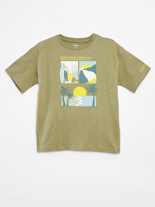 T-shirt de manga curta com estampado - Kiabi