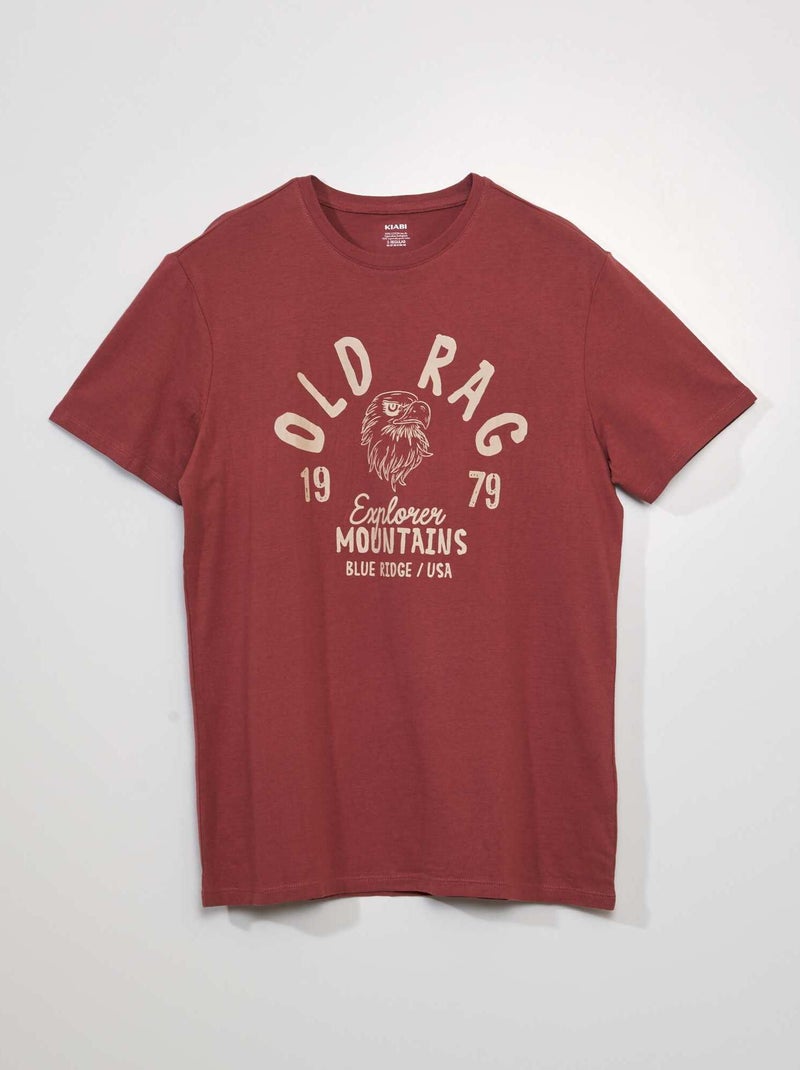 T-shirt de manga curta com estampado CASTANHO - Kiabi