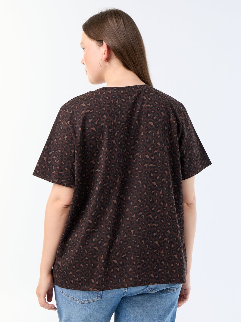 T-shirt de manga curta com estampado Castanho - Kiabi
