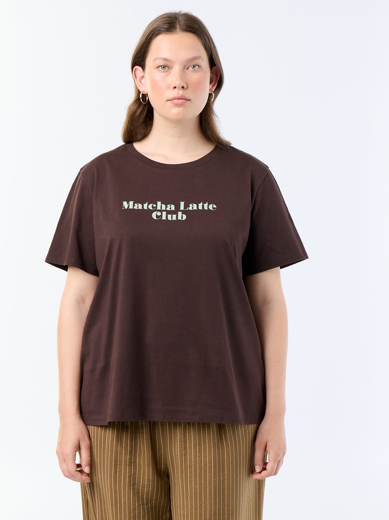 T-shirt de manga curta com estampado Castanho - Kiabi