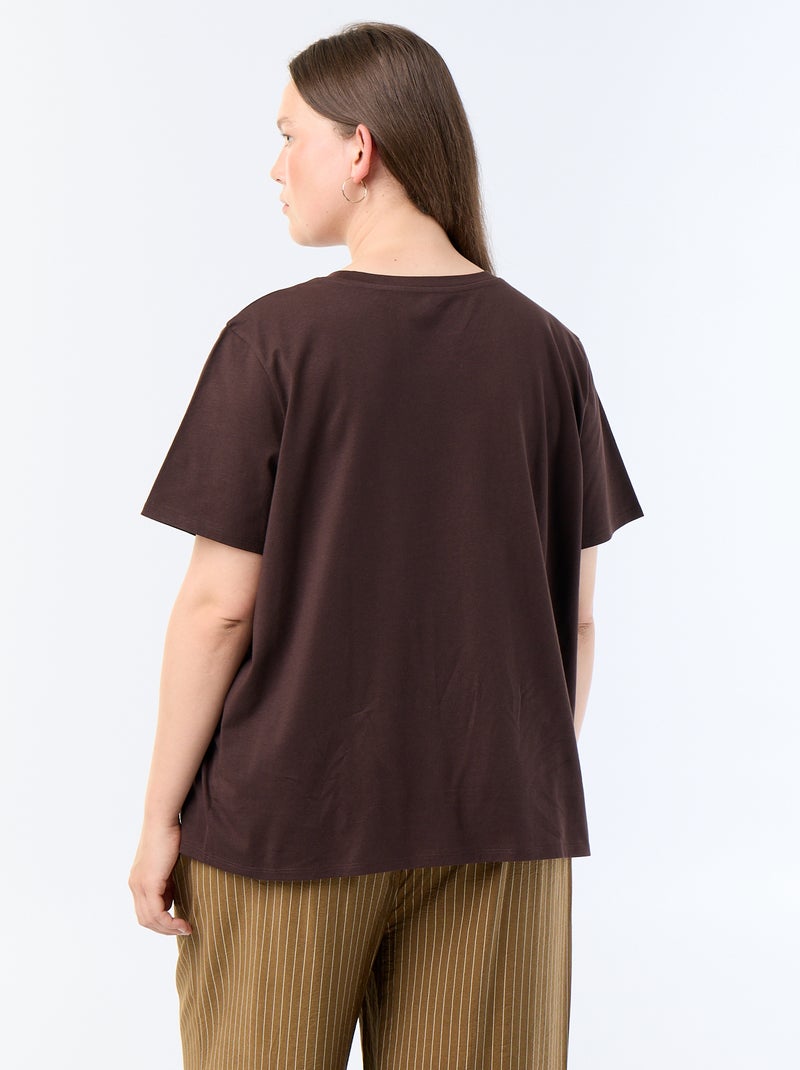 T-shirt de manga curta com estampado Castanho - Kiabi