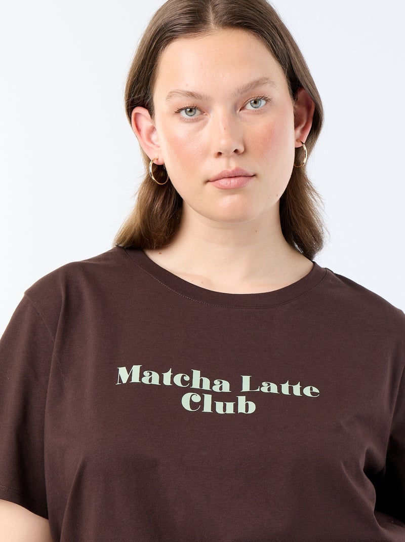 T-shirt de manga curta com estampado Castanho - Kiabi