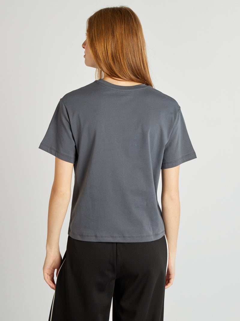 T-shirt de manga curta com estampado 'Cherry Bliss' CINZA - Kiabi