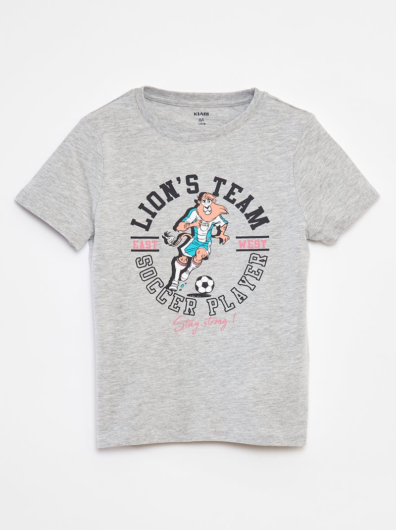 T-shirt de manga curta com estampado Cinza - Kiabi
