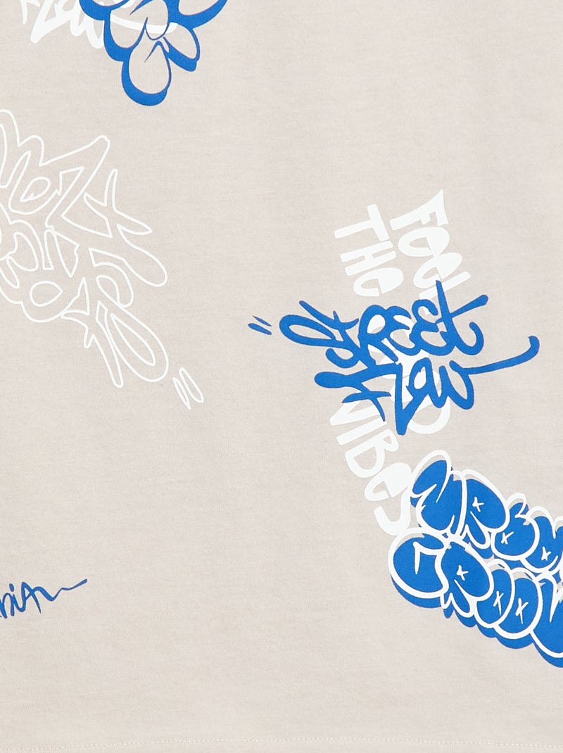 T-shirt de manga curta com estampado Cinza - Kiabi