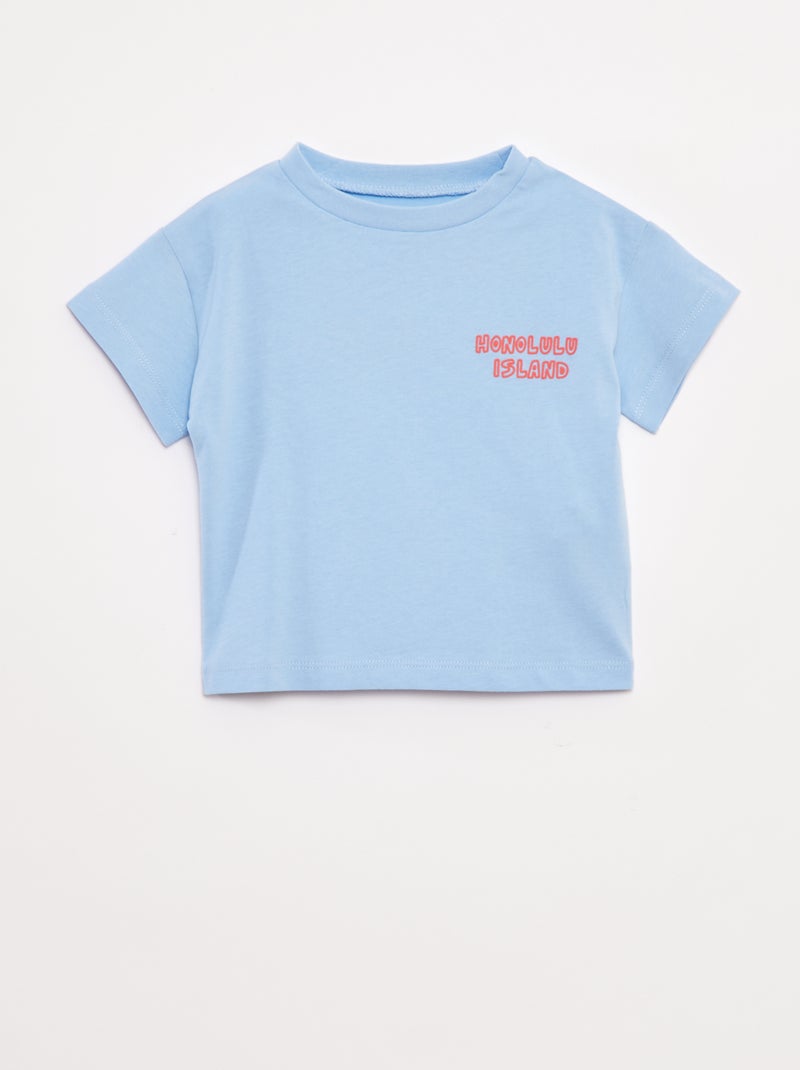 T-shirt de manga curta com estampado de fantasia Azul - Kiabi