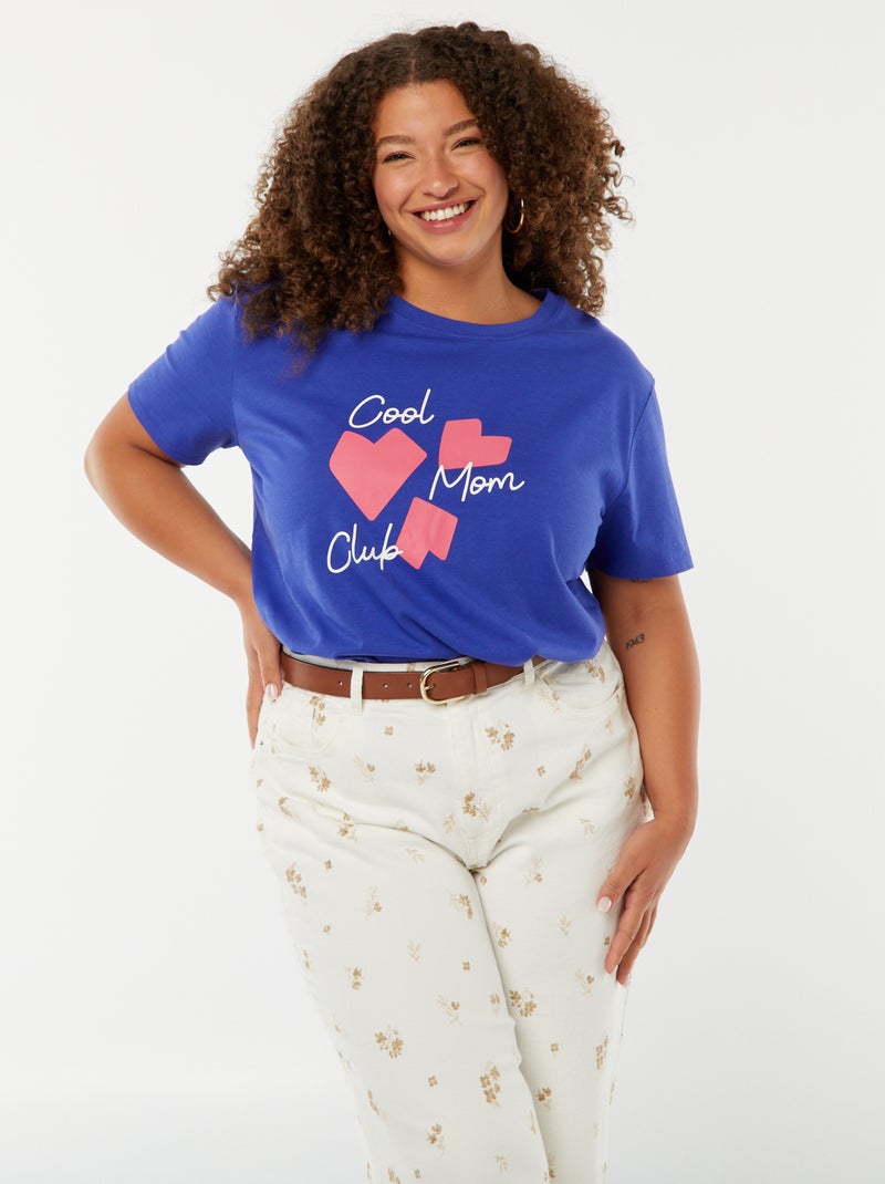 T-shirt de manga curta com estampado 'Dia da Mãe' Azul - Kiabi