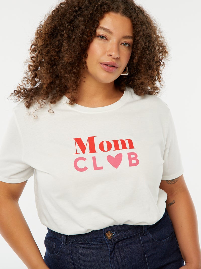 T-shirt de manga curta com estampado 'Dia da Mãe' Branco - Kiabi