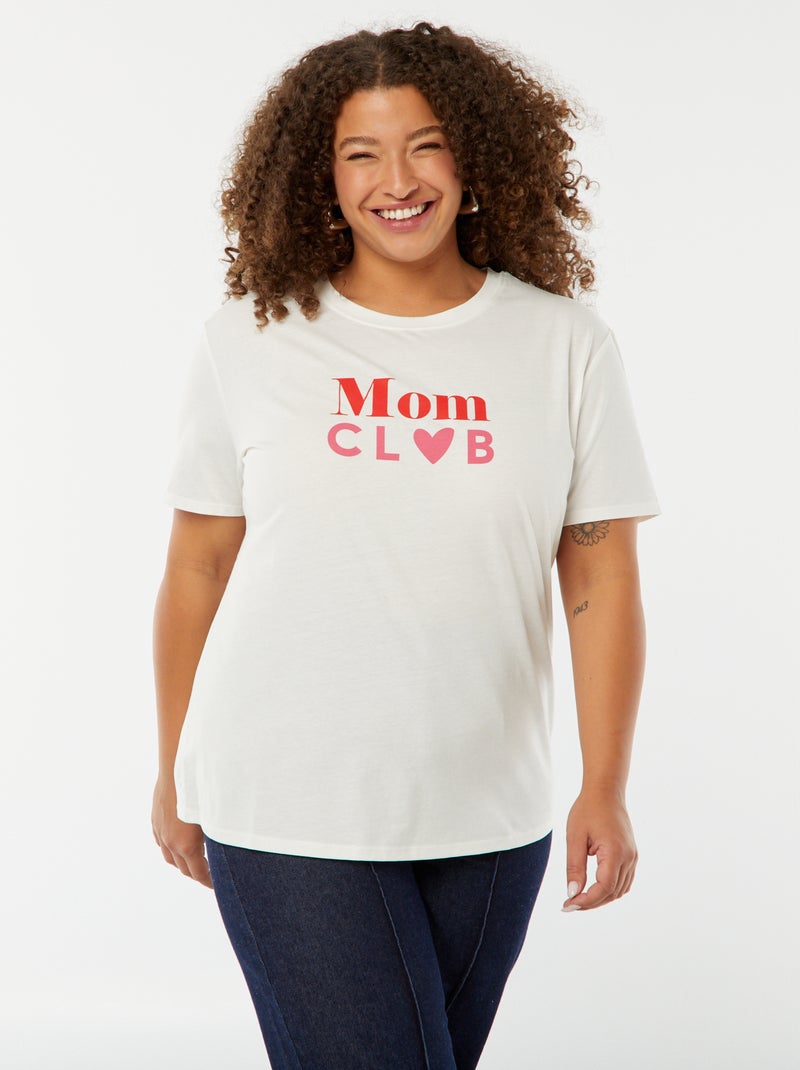 T-shirt de manga curta com estampado 'Dia da Mãe' Branco - Kiabi