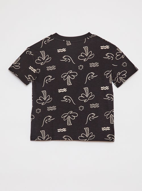 T-shirt de manga curta com estampado e bolso frontal - Kiabi