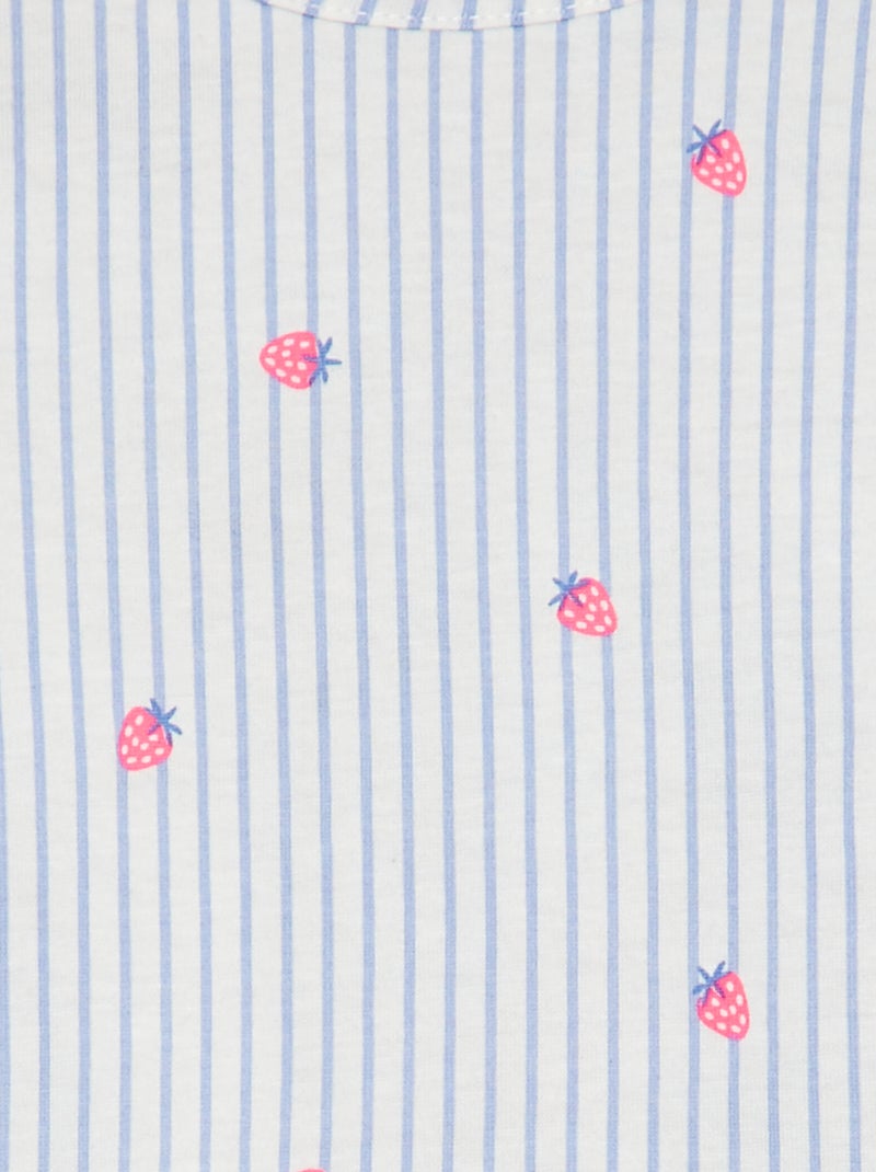 T-shirt de manga curta com estampado e folhos BRANCO - Kiabi