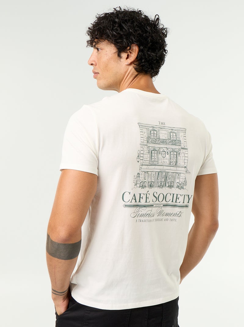T-shirt de manga curta com estampado fantasia Branco - Kiabi