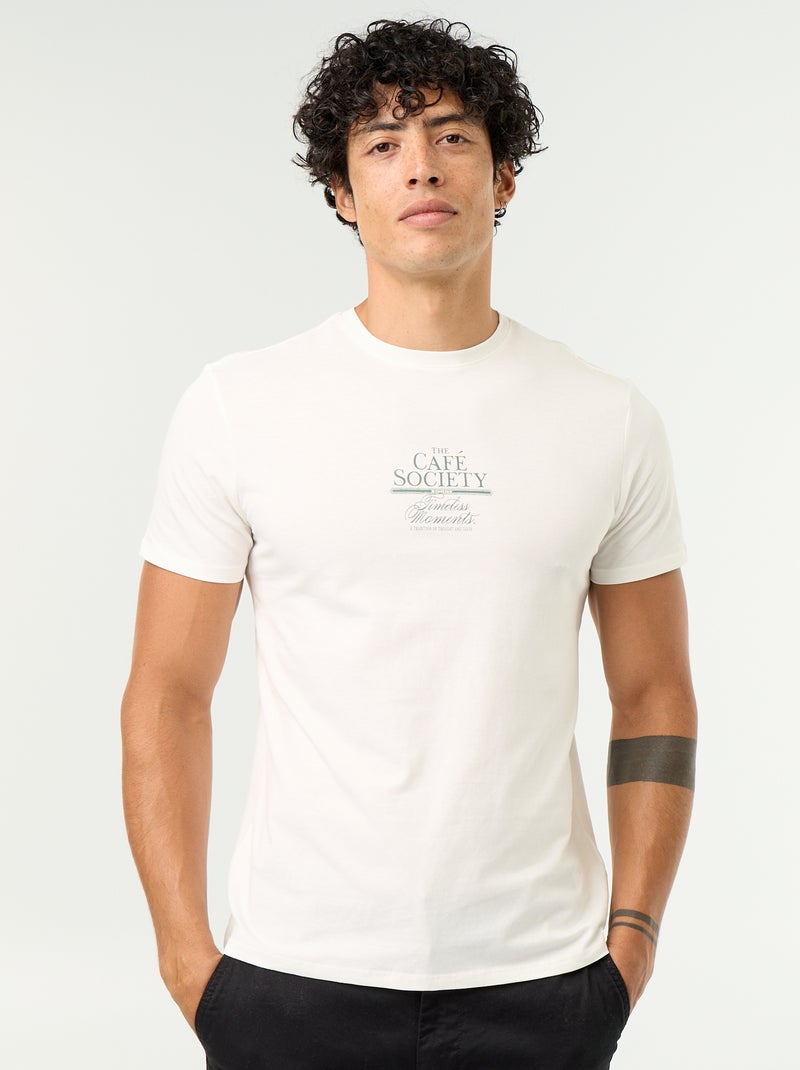 T-shirt de manga curta com estampado fantasia Branco - Kiabi