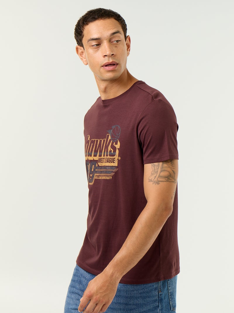T-shirt de manga curta com estampado fantasia Castanho - Kiabi