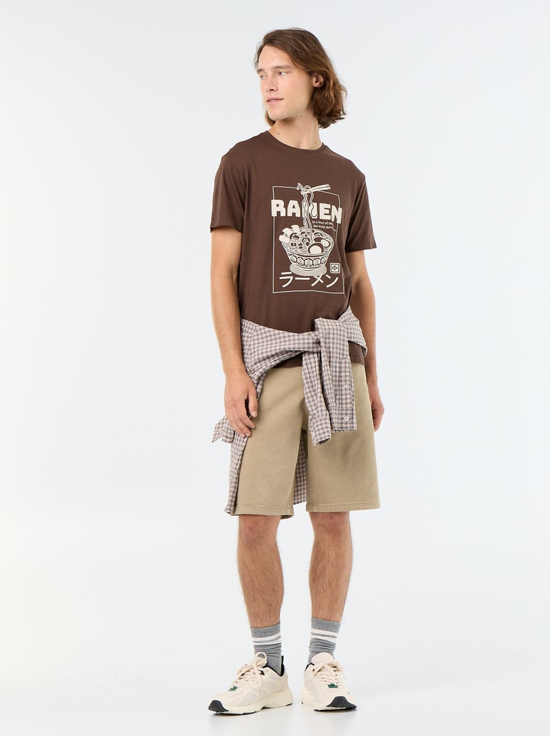 T-shirt de manga curta com estampado fantasia Castanho - Kiabi