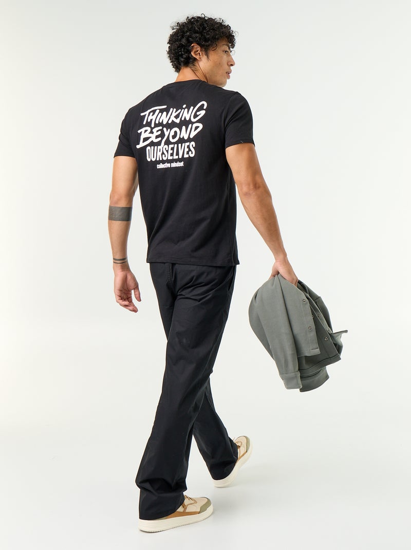 T-shirt de manga curta com estampado fantasia Preto - Kiabi