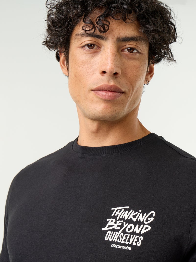 T-shirt de manga curta com estampado fantasia Preto - Kiabi