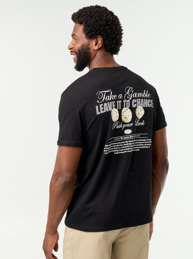 T-shirt de manga curta com estampado fantasia Preto - Kiabi