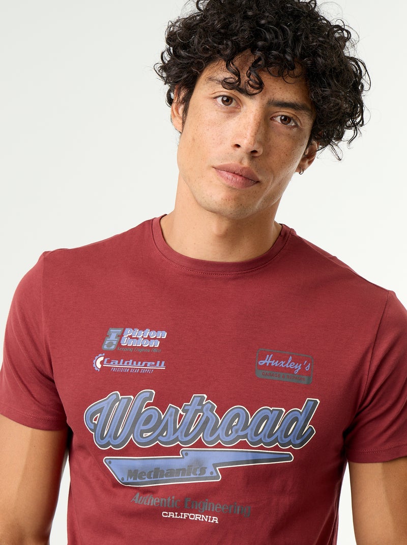 T-shirt de manga curta com estampado fantasia Vermelho - Kiabi