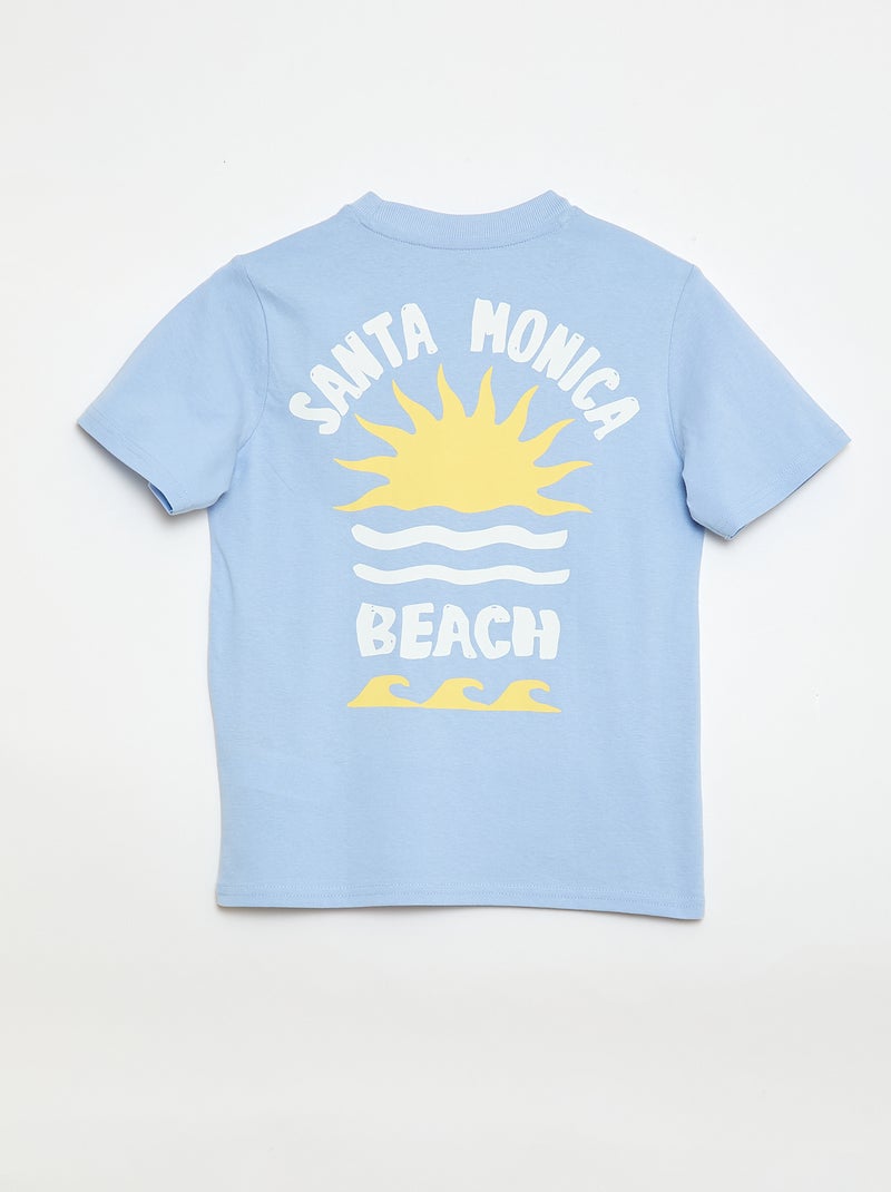 T-shirt de manga curta com estampado frente e verso Azul - Kiabi