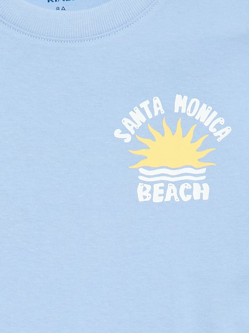 T-shirt de manga curta com estampado frente e verso Azul - Kiabi