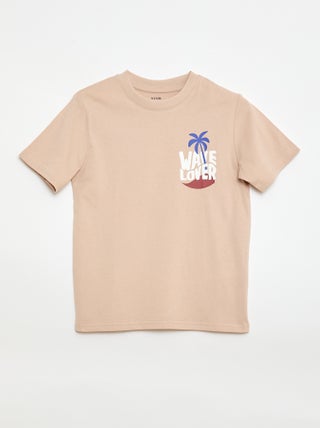 T-shirt de manga curta com estampado frente e verso