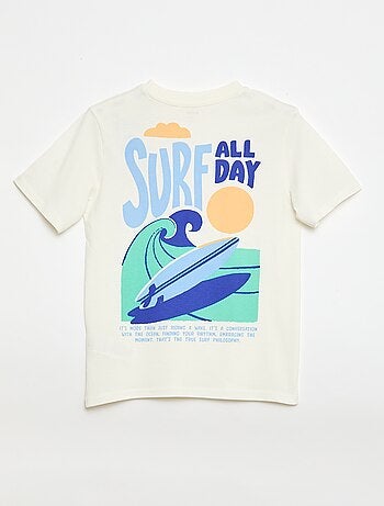 T-shirt de manga curta com estampado frente e verso