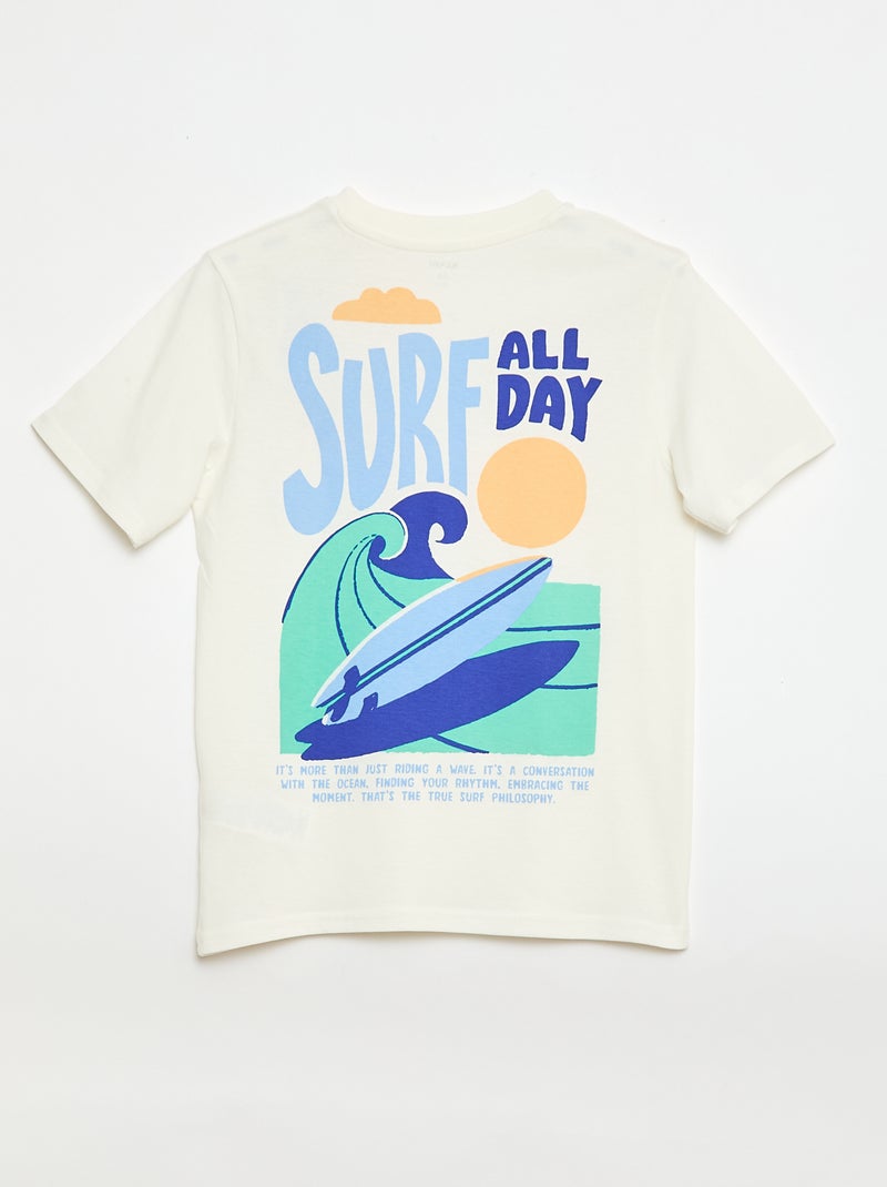 T-shirt de manga curta com estampado frente e verso Bege - Kiabi