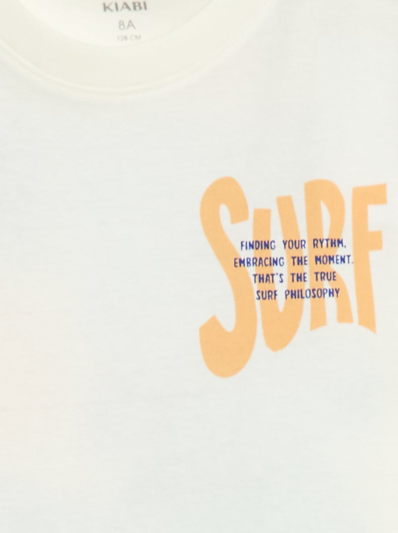 T-shirt de manga curta com estampado frente e verso Bege - Kiabi