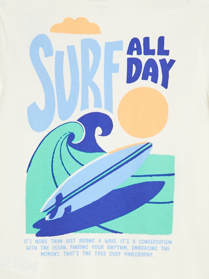 T-shirt de manga curta com estampado frente e verso Bege - Kiabi
