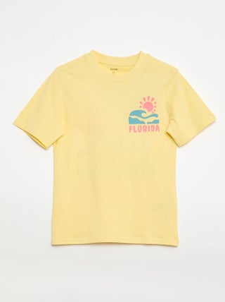 T-shirt de manga curta com estampado frente e verso