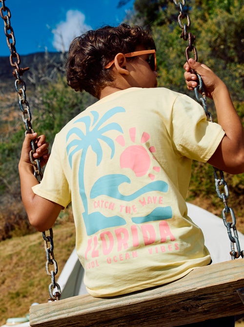 T-shirt de manga curta com estampado frente e verso - Kiabi