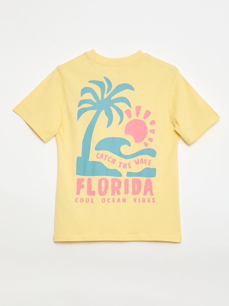 T-shirt de manga curta com estampado frente e verso Bege - Kiabi