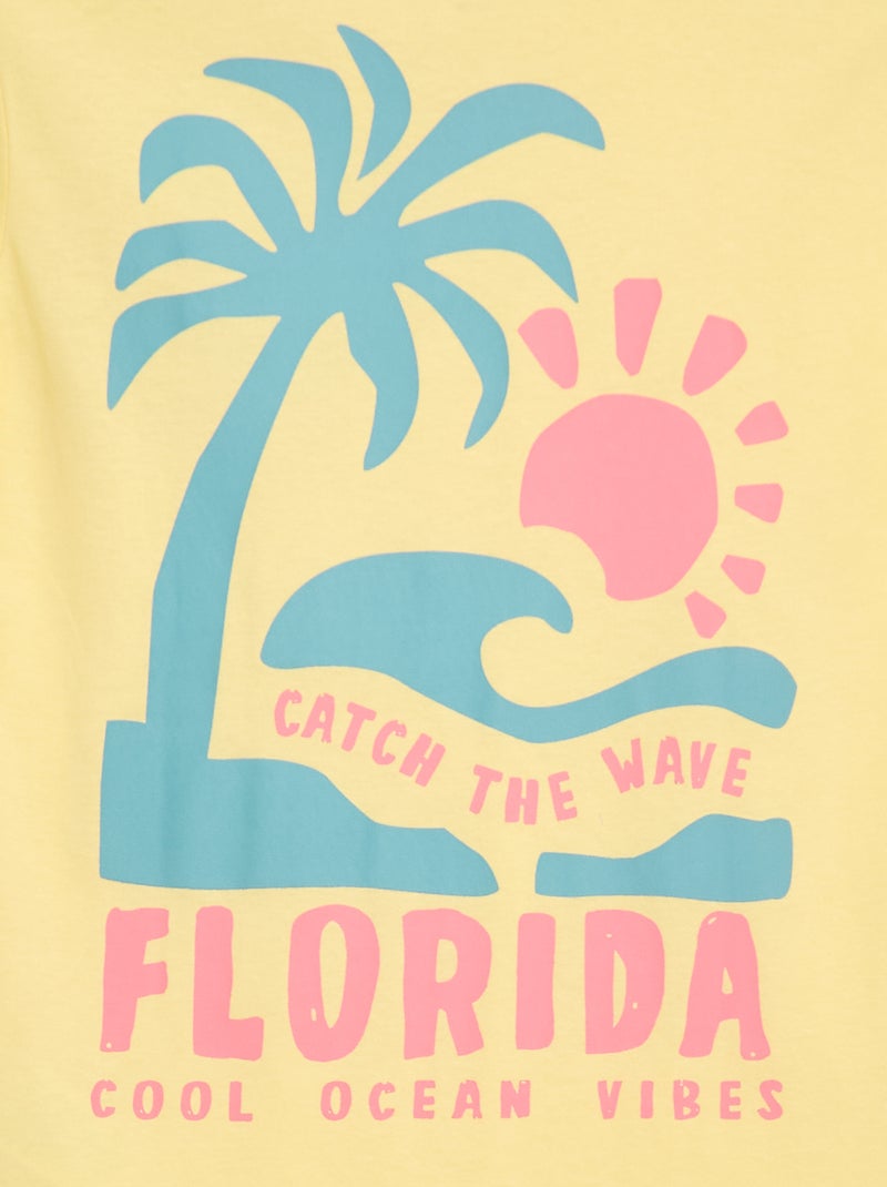 T-shirt de manga curta com estampado frente e verso Bege - Kiabi