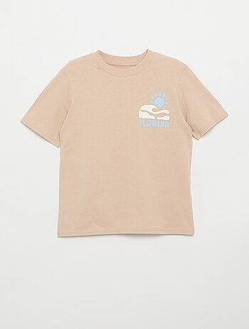 T-shirt de manga curta com estampado frente e verso