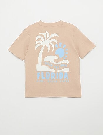 T-shirt de manga curta com estampado frente e verso