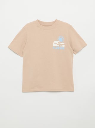 T-shirt de manga curta com estampado frente e verso
