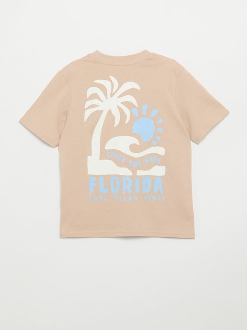 T-shirt de manga curta com estampado frente e verso - Kiabi