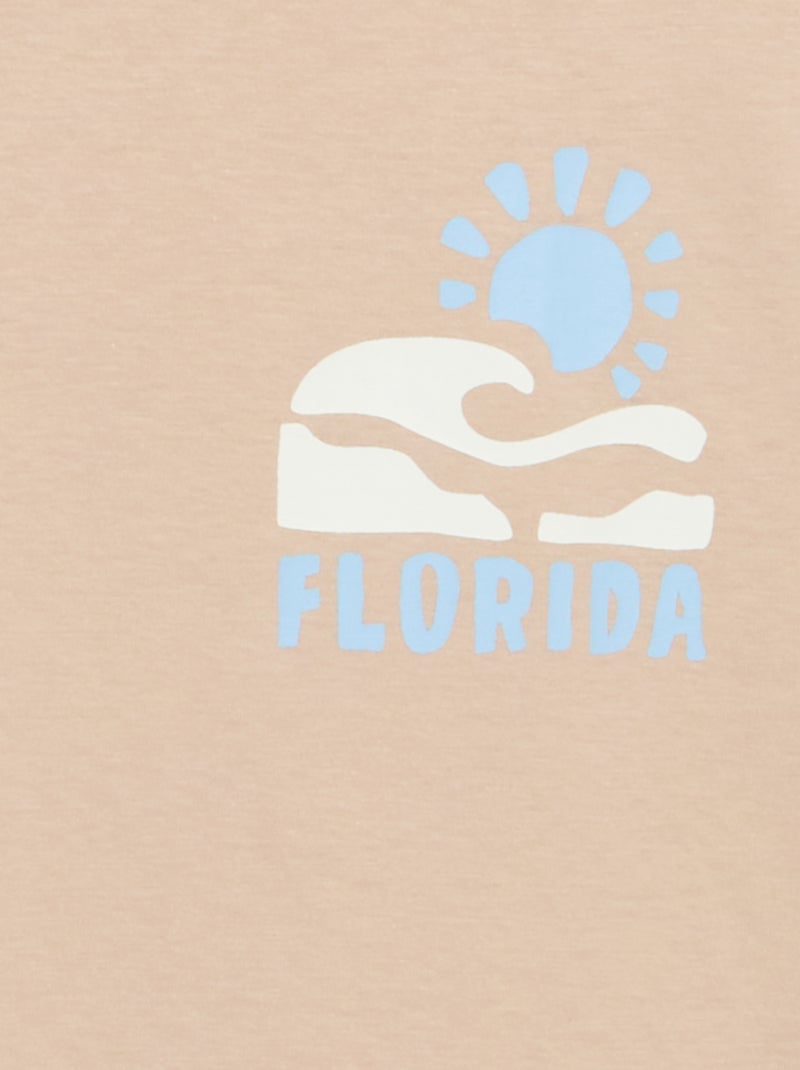 T-shirt de manga curta com estampado frente e verso Bege - Kiabi