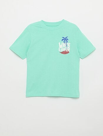 T-shirt de manga curta com estampado frente e verso