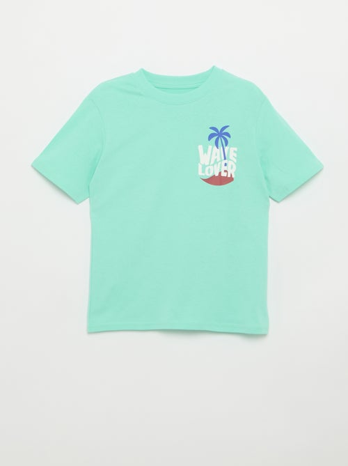 T-shirt de manga curta com estampado frente e verso - Kiabi